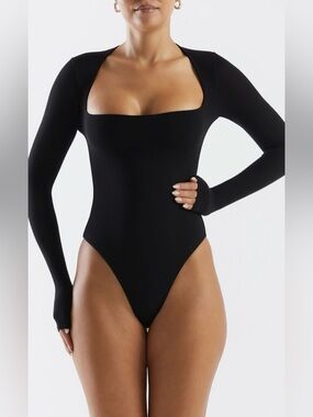 Squared Away Long Sleeve Thong Body Suit